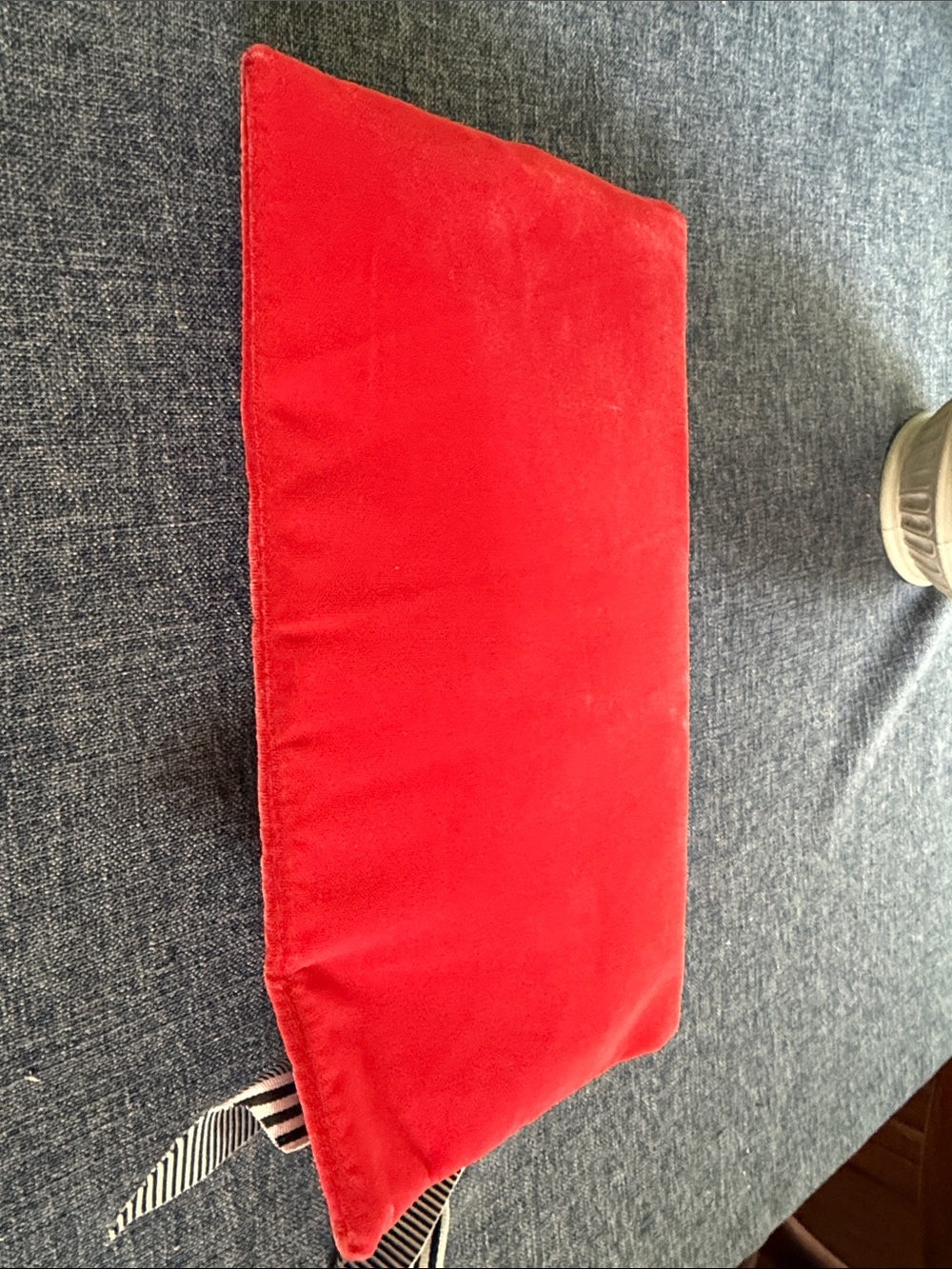 J. Crew NWT Red Velvet Clutch with Striped Ribbon Accent - Picture 4 of 7